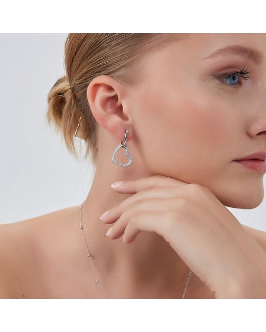Spero London Metallic Chunky Heart Sterling Drop Earring