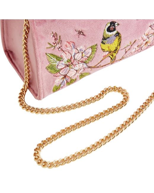 Fable England Pink Morning Song Bird Embroidered Mini Tote