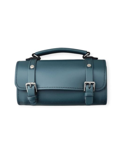 Zatchels Blue Handmade Leather Bowler Bag