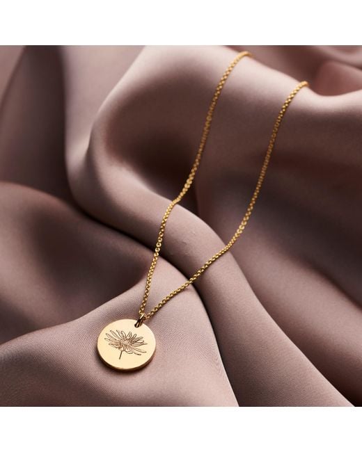 Posh Totty Designs Metallic Plated Engraved April Daisy Birth Flower Necklace