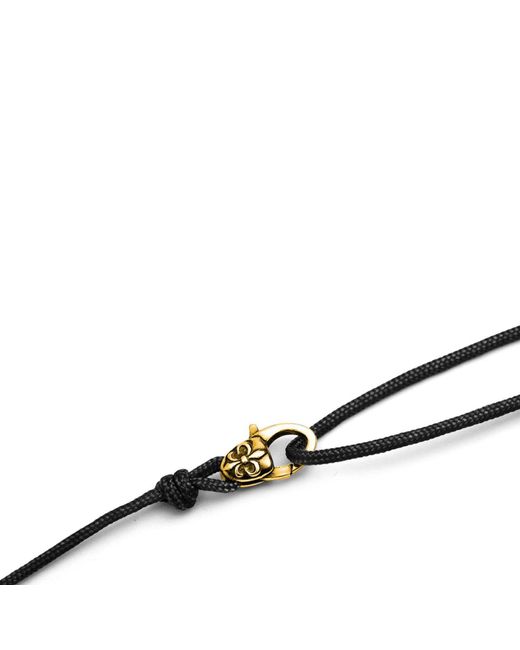 Nialaya Black Wrap-Around String Bracelet With Sterling Plated Lock for men