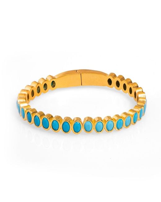 Ebru Jewelry Metallic Teardrop Gemstone & Bangle Bracelet