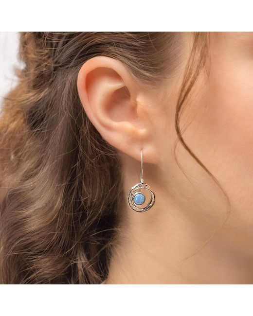 Isla Silver Blue Handmade Opal Drop Earrings
