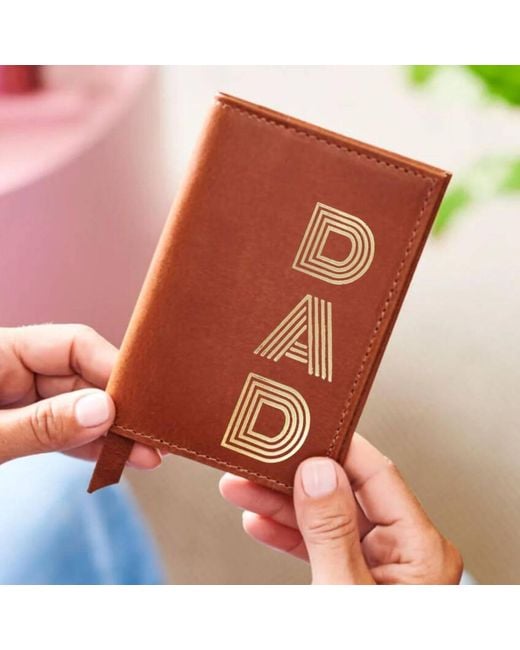 VIDA VIDA Red Tan Leather Passport Cover With Dad for men