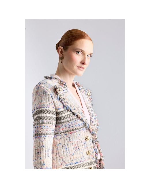 The Extreme Collection Gray Lady Jacket With Jewel Buttons And Frayed Trims