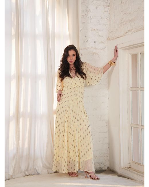 Rose & Nancy Natural Neutrals Talia Lemon Sparkle Maxi Dress
