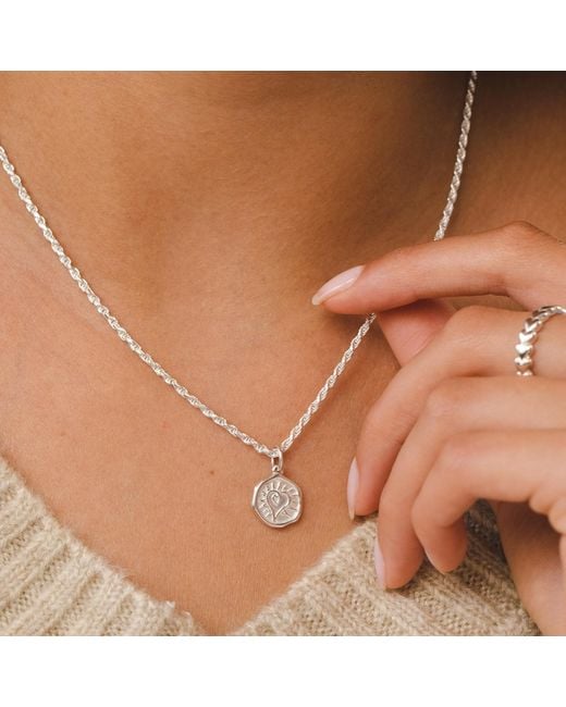 Lily Charmed Metallic Sterling Manifest Love Charm Necklace With Twisted Rope Chain