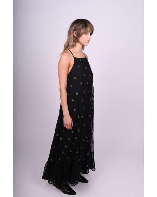 Any Old Iron Blue Embroidered Wasp Halter Dress