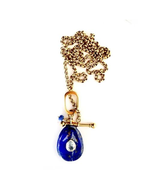 Persia Dona Jewelry Metallic Lapis Vintage Toggle Chain Necklace