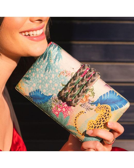 Simitri Blue Faerie Braided Fringe Clutch