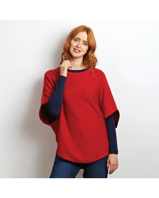 Cove Red Flora Cotton Cashmere Reversible Poncho & Spice