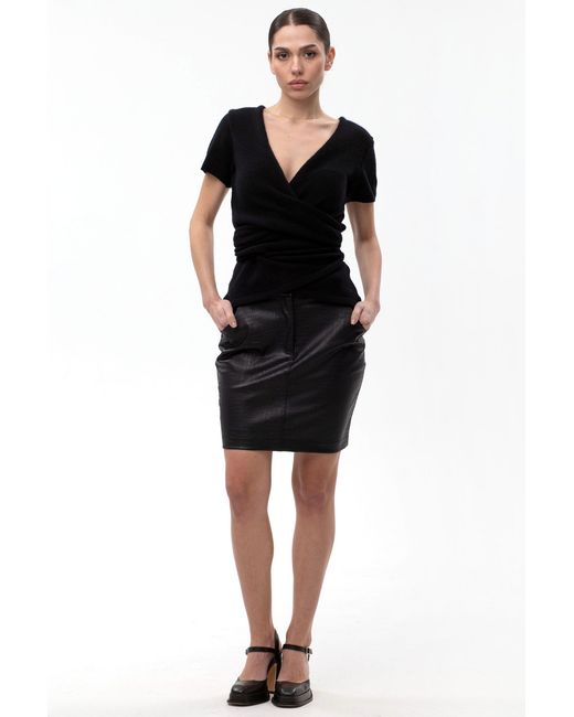 Maison Bogomil Black Faux Leather Mini Skirt