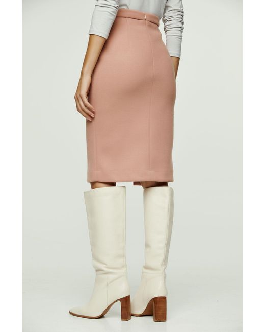 Conquista Brown Colour Faux Mouflon Pencil Skirt