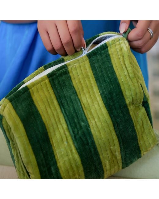 Conscious Yoga Collective Green The Striped Velvet Travel Set