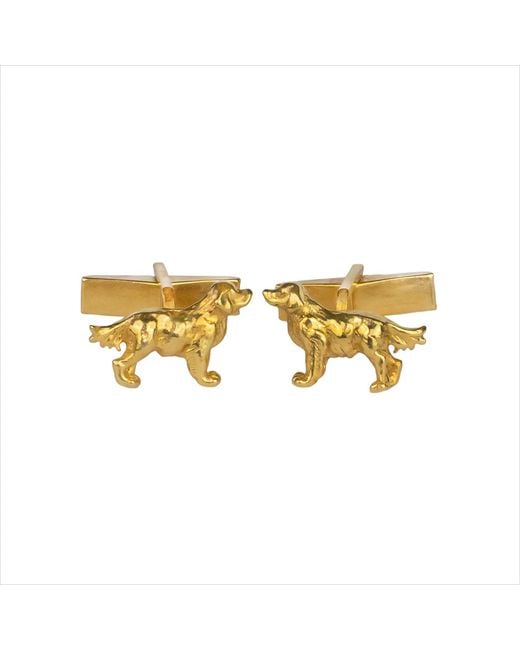 Simon Kemp Jewellers Metallic Golden Retriever Cufflinks Eighteen Carat On Recycled Sterling for men
