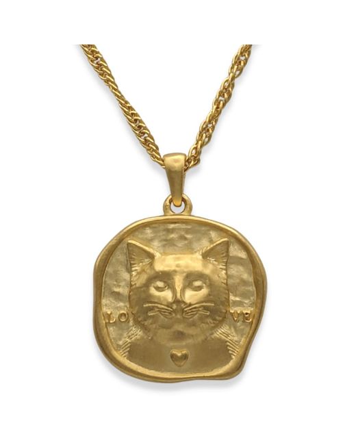 Frenvyrn Metallic Lars Reversible Cat Coin Necklace, Vermeil for men