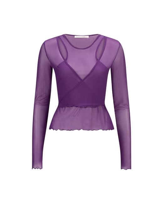 Love and Nostalgia Purple Wrap It Up Mesh Top