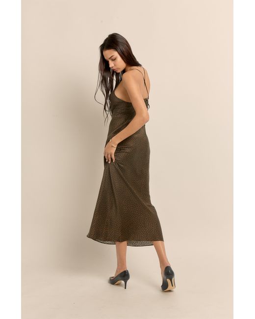 Lily Rou Lily Rou Marina Silk Midi Slip Dress in Brown | Lyst
