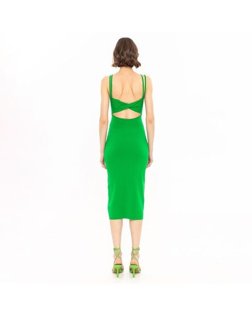 Nissa Green Knitted Midi Dress
