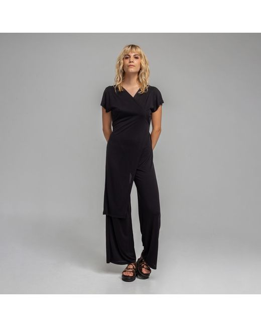 ARTISTA Black Victory Chic Short Sleeve Full Length Jumpsuit
