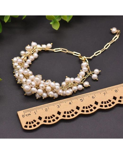 Angel Barocco Metallic Various Sized Ivory Pearls Bracelet