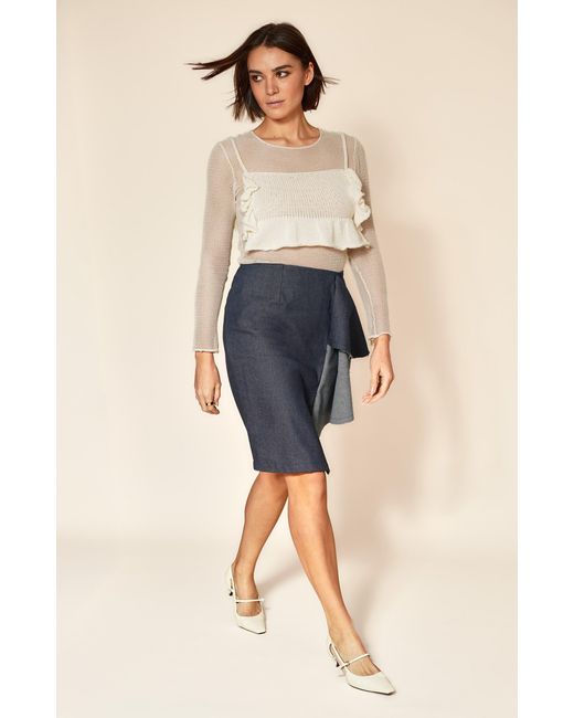 Gunda Hafner Ltd Blue Denim Skirt With Ruffles
