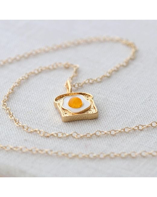 Kris Nations Metallic Egg On Toast Enamel Charm Necklace
