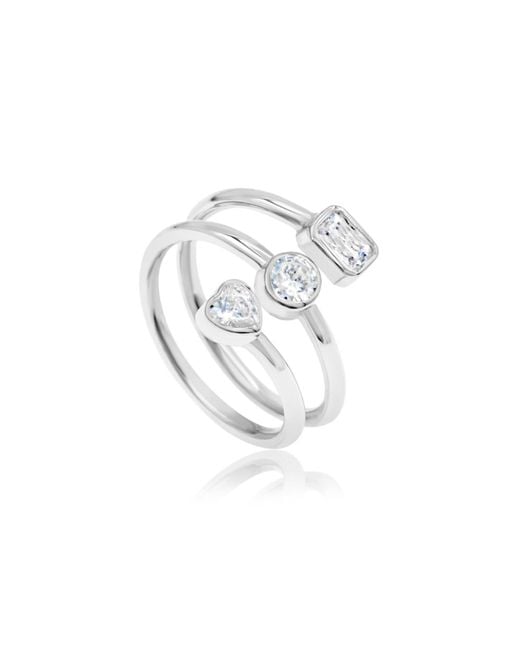 SHYMI White Multi Shape Spiral Ring
