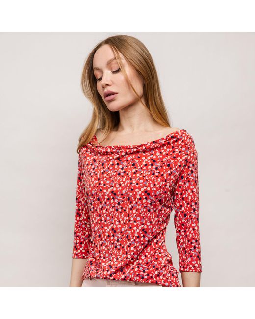 Farinaz Red Fab Metallic Coral Pattern