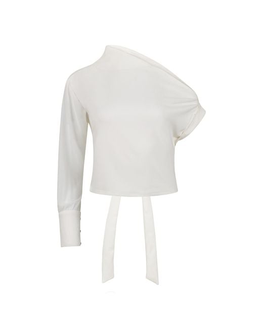 Boutique Kaotique White One Shoulder Shirt