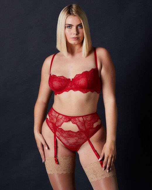 Journelle Red Anais Suspender Belt Scarlet