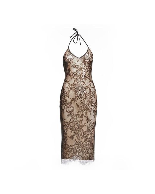 Maison sél Metallic Lace Spaghetti Strap Bodycon Dress –