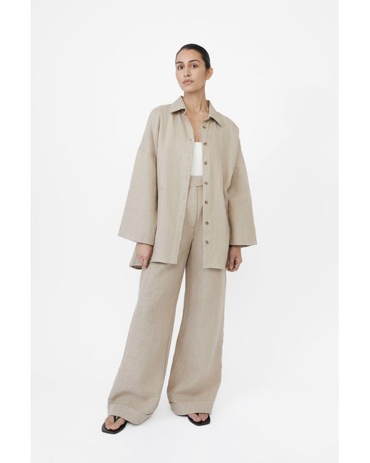 Dāl the Label Brown Essential Linen Oversized Shirt Terracota