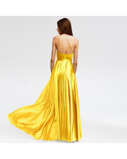 Angelika Jozefczyk Satin Long Dress Yellow