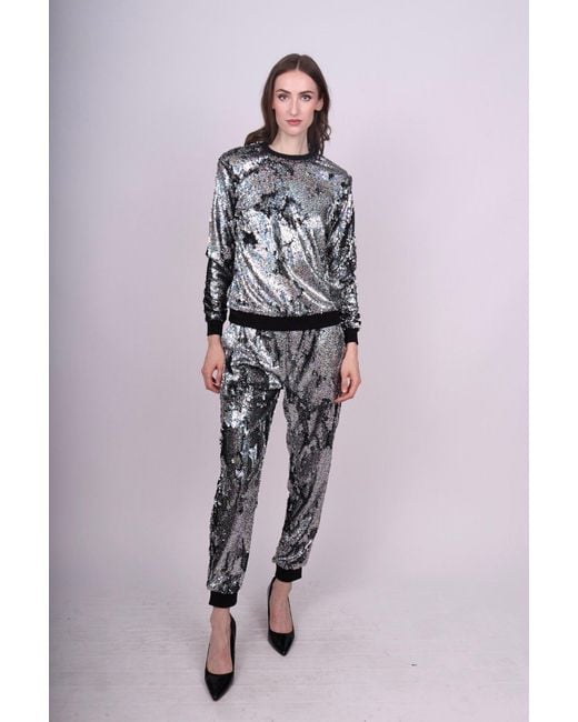Any Old Iron Black Holographic Glitter Forever Sequin Joggers