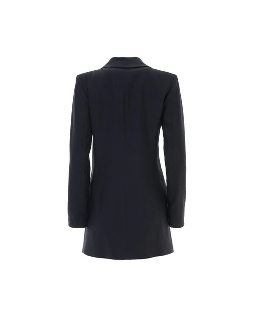 Lita Couture Blue Tuxedo Wool & Silk Blend Dress