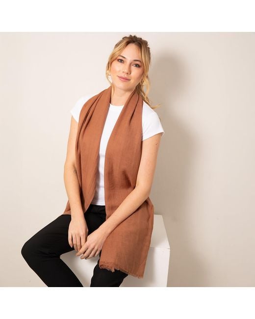 Alie Street London Brown Aurielle Silk Wool Scarf Mocha Mousse