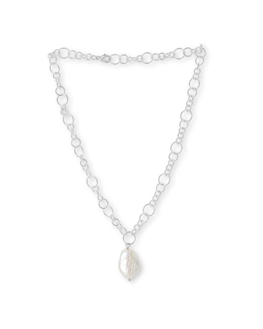 Pearls of the Orient Online Metallic Decus Keishi Pearl Drop Necklace On Chunky Chain