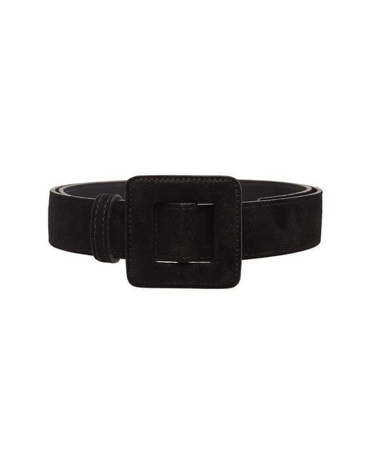 BeltBe Black Suede Mini Square Buckle Belt
