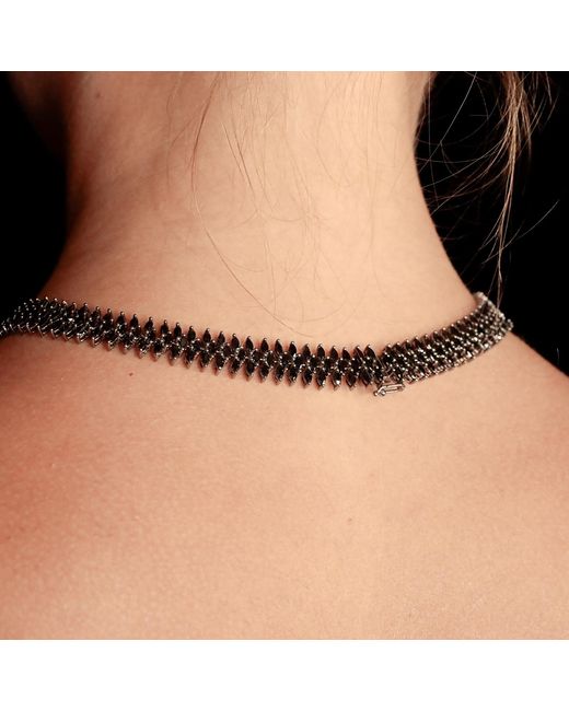 SALLY SKOUFIS Black Renaissance Cascade Necklace With Made Cz Diamond Stimulant