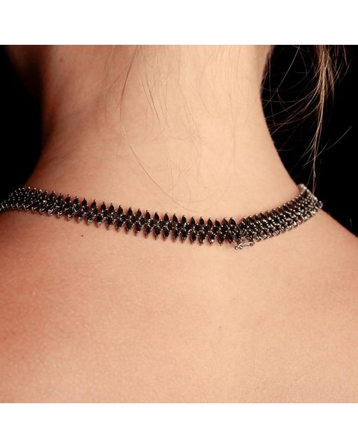 SALLY SKOUFIS Black Renaissance Cascade Necklace With Made Cz Diamond Stimulant