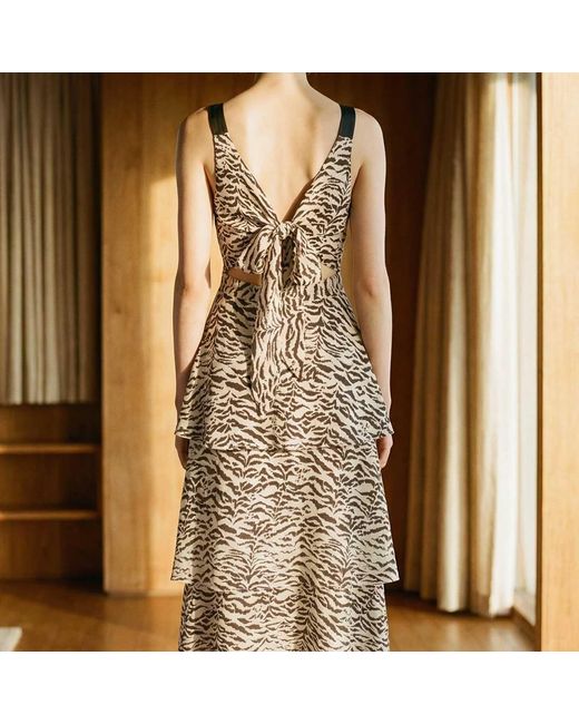 Polko Metallic Sia Zebra Convertible Tiered Dress