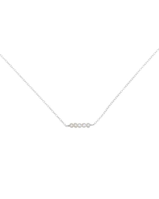 Kiri & Belle Metallic Eliana Tiny Pearl Bar Sterling Necklace