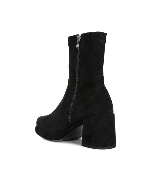 Rag & Co Black Two-Cubes Suede Platform Ankle Boots