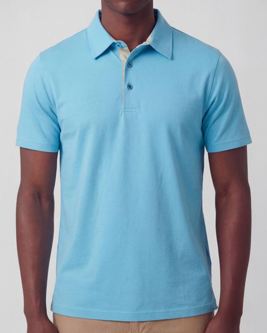 Lords of Harlech Blue Pietro Knit Polo for men
