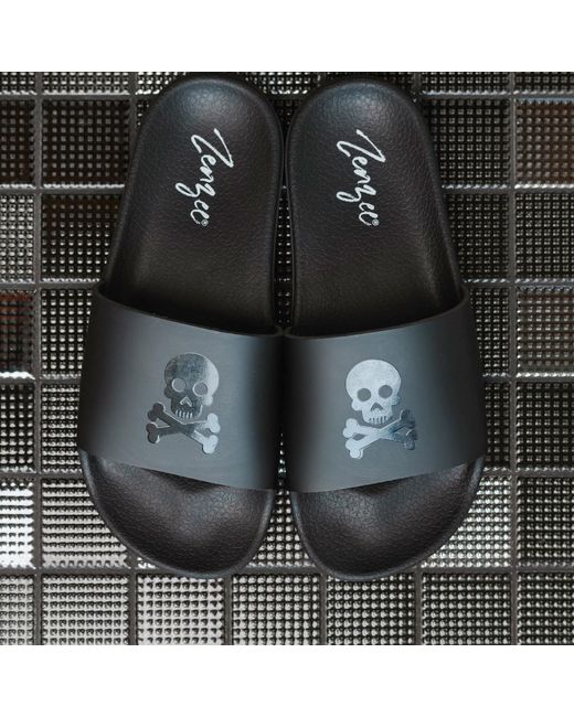 Zenzee Black Skull & Crossbones Slide Sandals