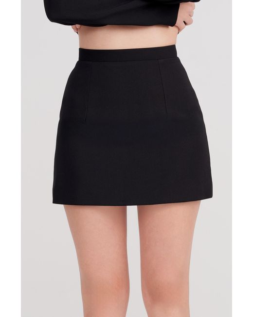 Icon Leva Black Elli Suiting Tailored High Waist Mini Skirt
