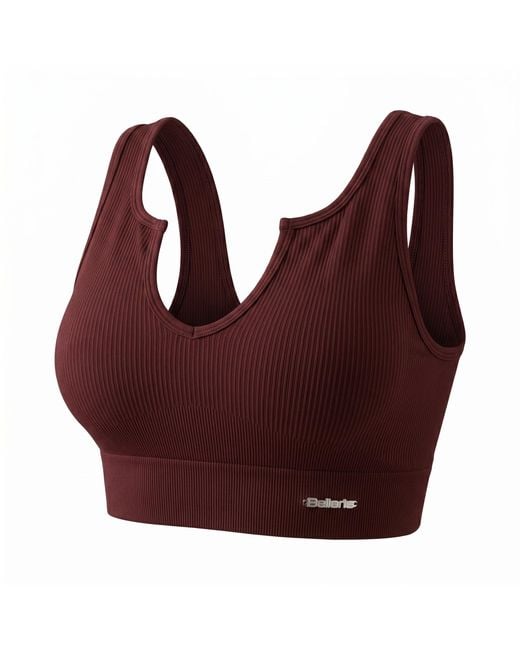 Bellaria Brown Cabernet Sculpt Sports Bra- Cream