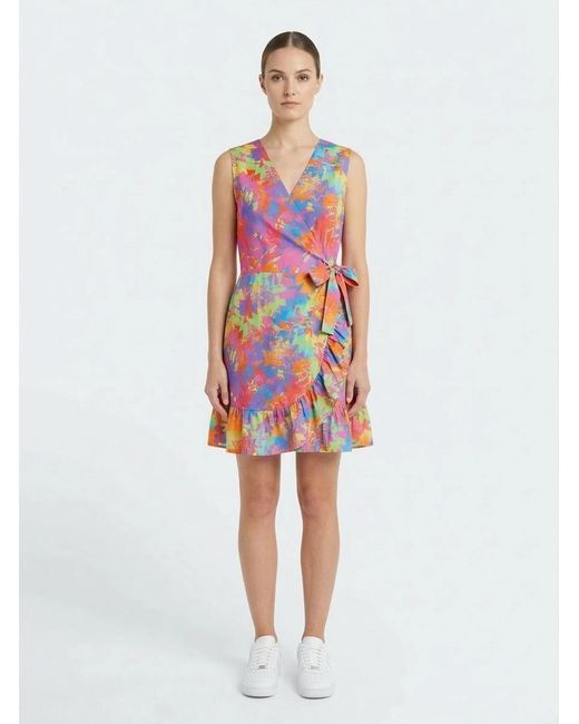 Any Old Iron Red Pastel Lightning Wrap Dress