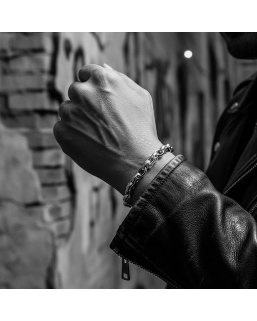 Tg-Jewellery by Tamara Gervasio Metallic Biker Link Bracelet — Hand-Carved Sterling, Lost Wax Cast for men